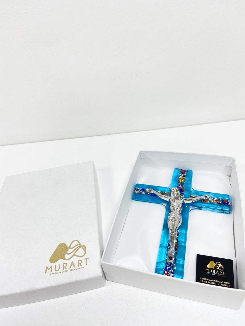 Murano Glass Crucifix | Catholic Cross | Made in Italy | Certified Murano Glass