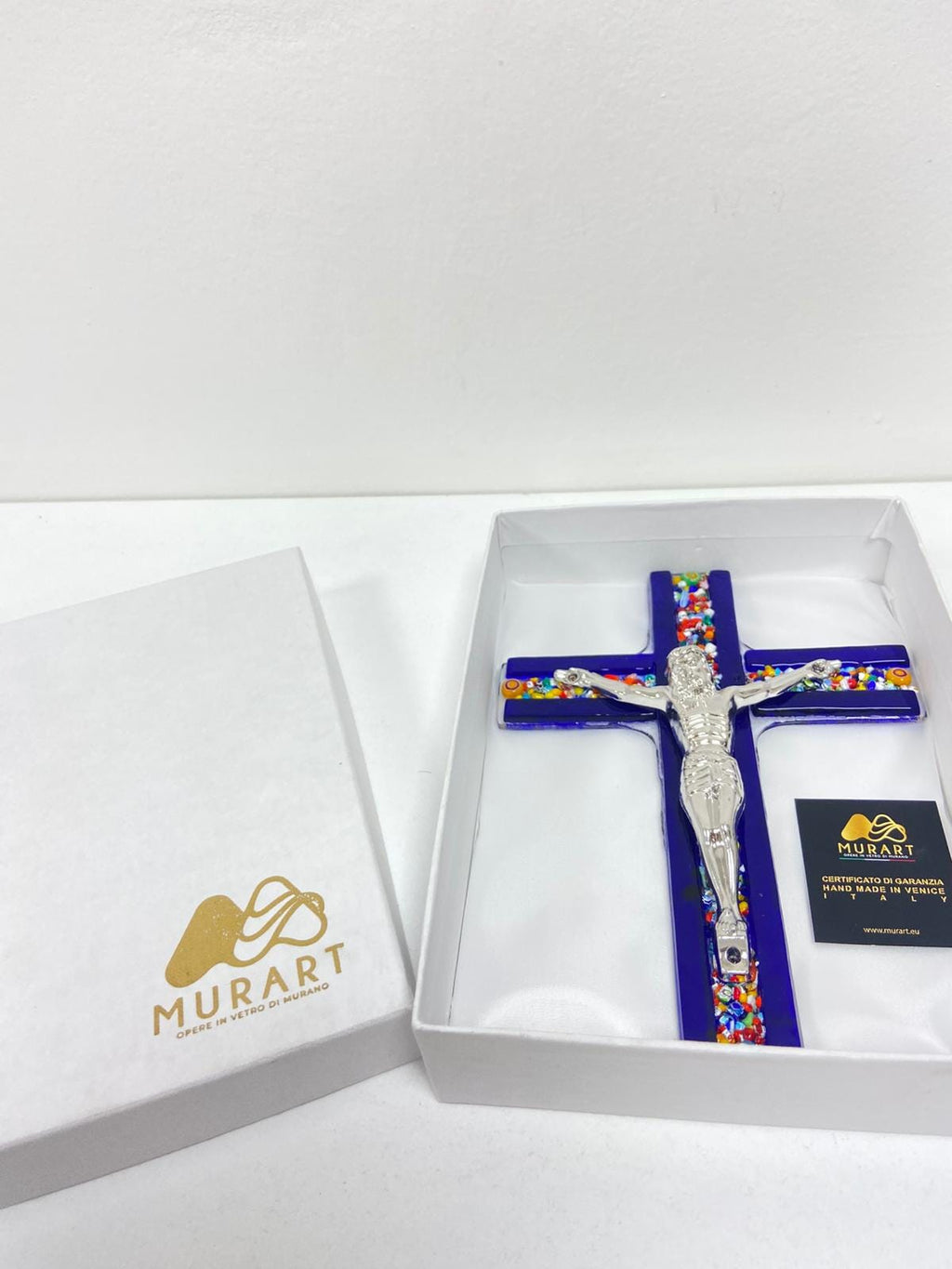 Murano Glass Crucifix | Catholic Cross | Made in Italy | Certified Murano Glass