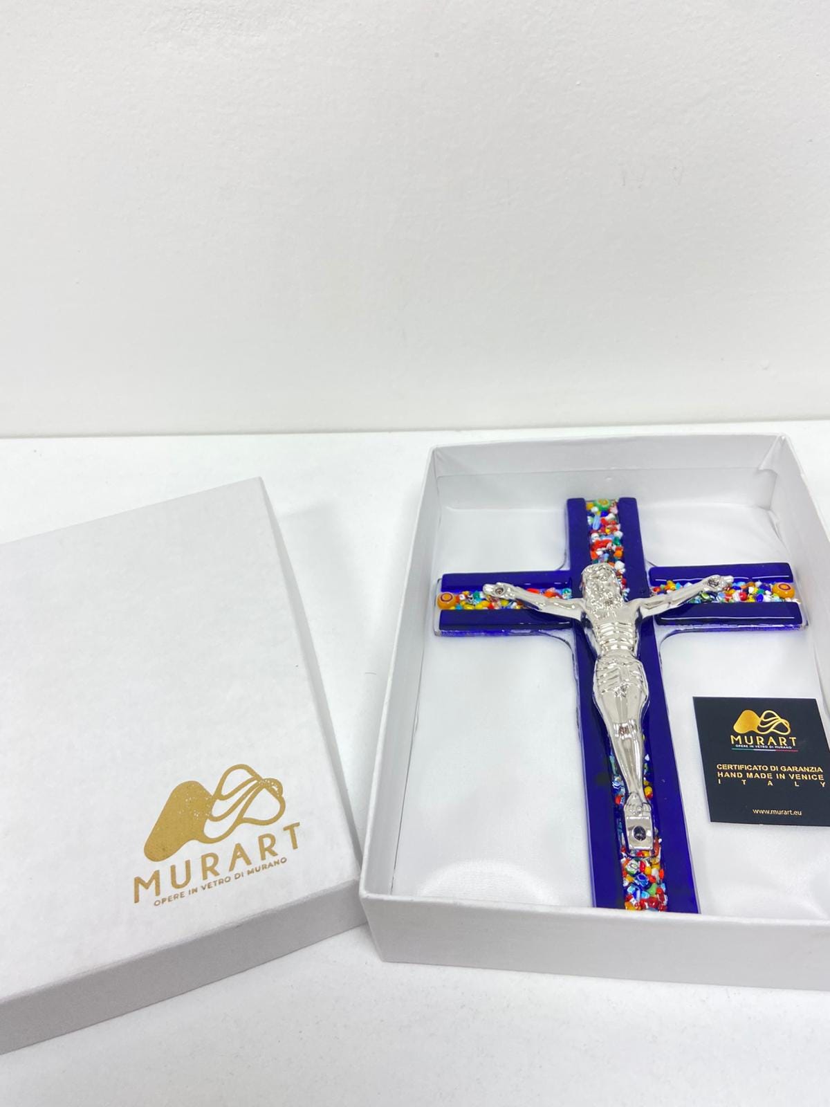 Murano Glass Crucifix | Catholic Cross | Made in Italy | Certified Murano Glass