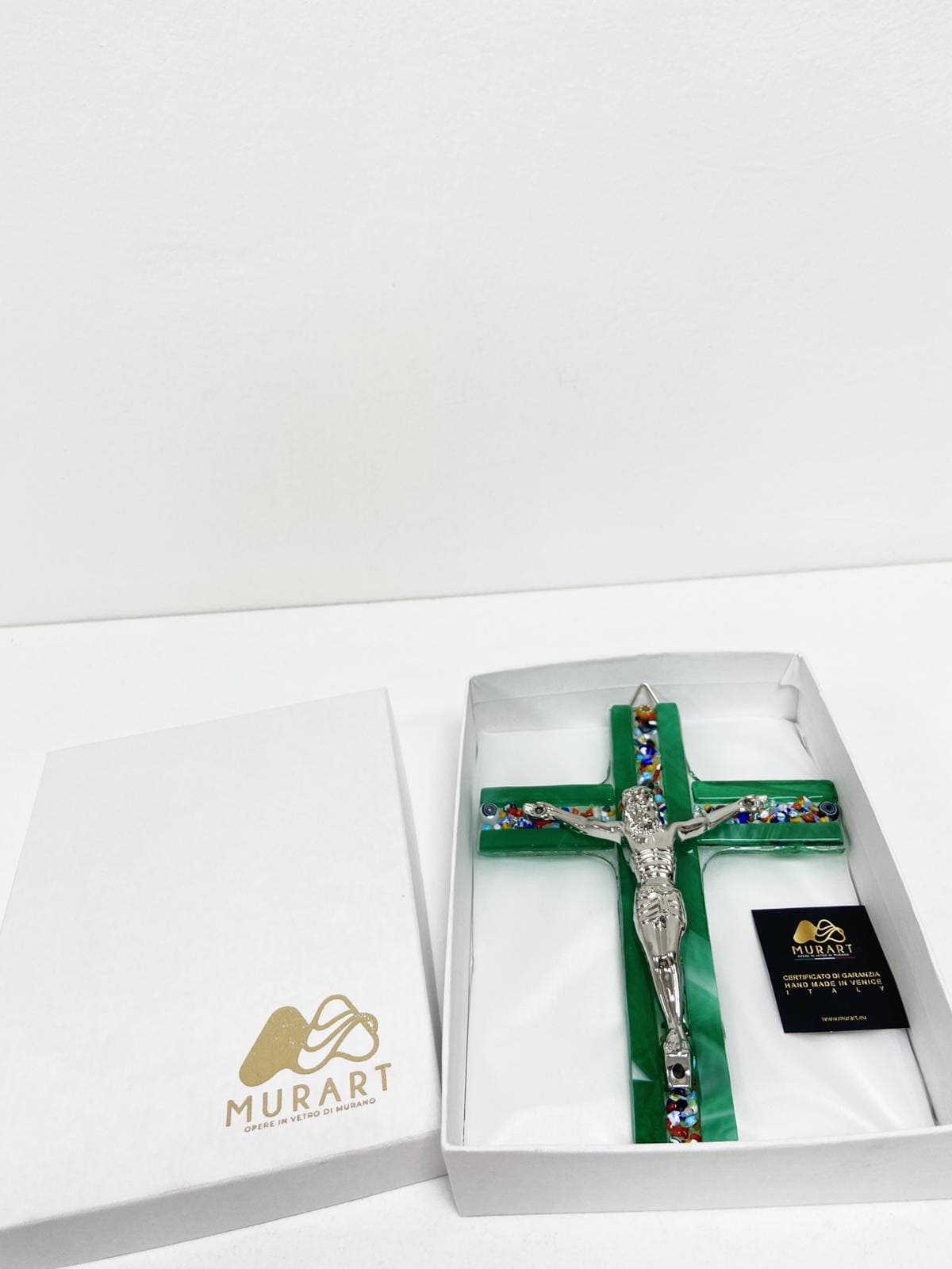 Murano Glass Crucifix | Catholic Cross | Made in Italy | Certified Murano Glass