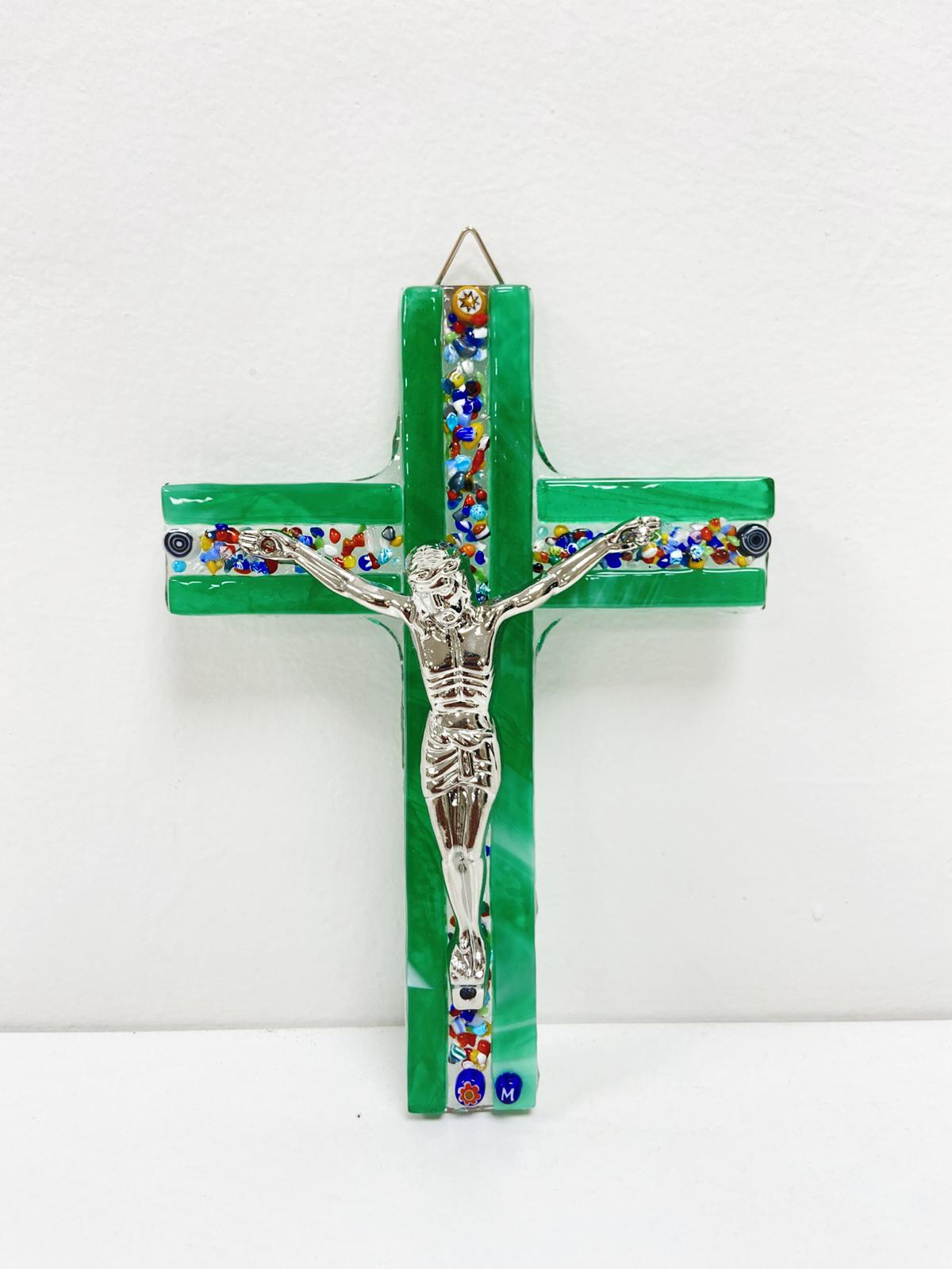 Murano Glass Crucifix | Catholic Cross | Made in Italy | Certified Murano Glass